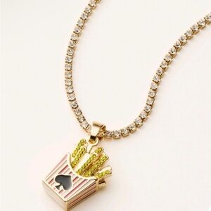 Gold and Pink Necklace with French Fry Pendant